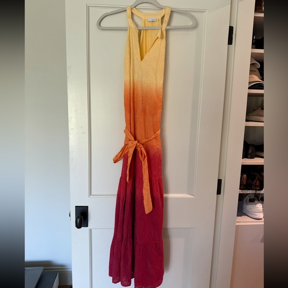 NWOT Ecru Ombre Yellow and Red Maxi Dress